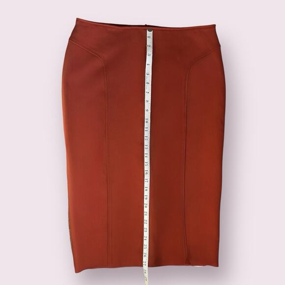 Piazza Sempione IT 48 US 8/10 Wool Fall Terracotta Orange Stretch Pencil Skirt - Picture 14 of 15